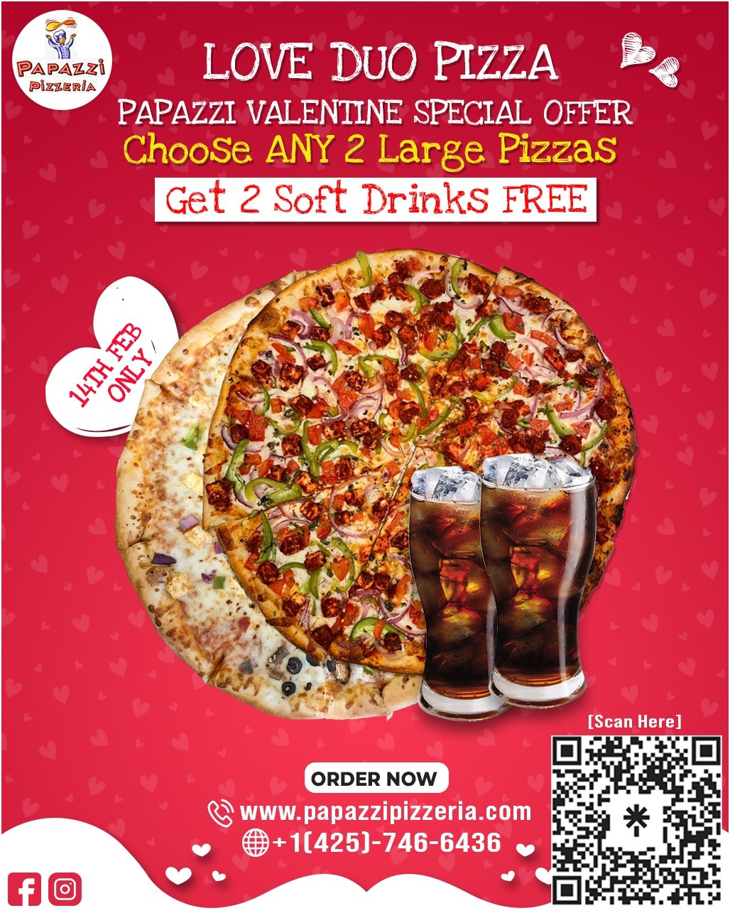 Valentine Love Duo Pizza